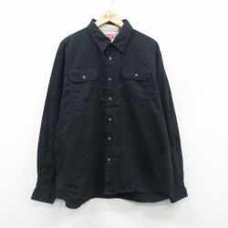 XL★古着 ラングラー Wrangler 長袖 シャツ メンズ 大きいサイズ コットン 黒 ブラック 24nov15 中古 トップス