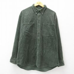 XL★古着 カベラス 長袖 シャツ メンズ 00年代 00s コーデュロイ 大きいサイズ コットン ボタンダウン 緑 グリーン 【spe】 24nov18 中古 トップス