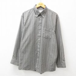 XL★古着 アロー 長袖 シャツ メンズ 90年代 90s 大きいサイズ ボタンダウン グレー他 ストライプ 24nov18 中古 トップス