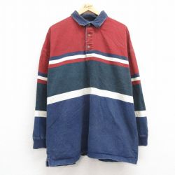 【50%OFF】XL★古着 長袖 ポロ シャツ メンズ 00年代 00s 大きいサイズ コットン 紺 ネイビー デニム他 【spe】 24nov18 中古 トップス
