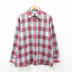 L★古着 マンハッタン 長袖 シャツ メンズ 90年代 90s グレー他 チェック 24nov19 中古 トップス