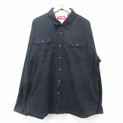 XL★古着 ラングラー Wrangler 長袖 シャツ メンズ 大きいサイズ コットン 黒 ブラック 24nov22 中古 トップス