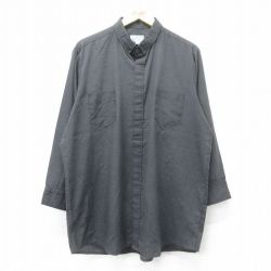 【20%OFF】XL★古着 長袖 シャツ メンズ 90年代 90s ロング丈 USA製 濃グレー 24nov22 中古 トップス