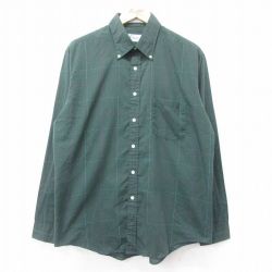 【50%OFF】XL★古着 マンハッタン 長袖 シャツ メンズ 00年代 00s ボタンダウン 緑他 グリーン チェック 24nov22 中古 トップス