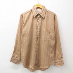 【50%OFF】L★古着 長袖 シャツ メンズ 80年代 80s 茶系他 ブラウン ストライプ 24nov25 中古 トップス