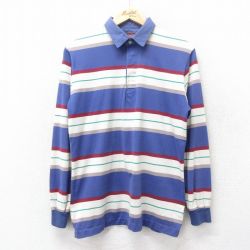 M★古着 ジャンセン 長袖 ラガー シャツ メンズ 80年代 80s 青他 ブルー ボーダー 24nov25 中古 トップス