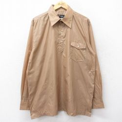 【50%OFF】XL★古着 長袖 シャツ メンズ 70年代 70s ロング丈 ナイロン 薄茶系 ブラウン 【spe】 24nov25 中古 トップス