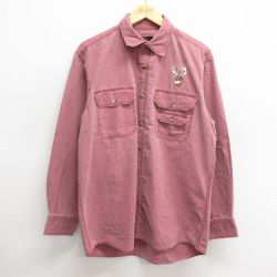 【50%OFF】L★古着 レッドヘッド 長袖 シャツ メンズ 00年代 00s シカ コットン エンジ 24nov26 中古 トップス