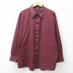 XL★古着 長袖 シャツ メンズ 大きいサイズ エンジ 24nov27 中古 トップス