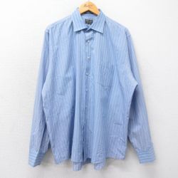 XL★古着 アロー 長袖 シャツ メンズ 大きいサイズ 薄紺他 ネイビー ストライプ 24dec02 中古 トップス
