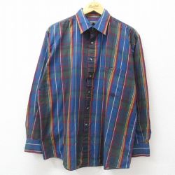 【50%OFF】XL★古着 長袖 シャツ メンズ 90年代 90s 紺他 ネイビー チェック 24dec10 中古 トップス