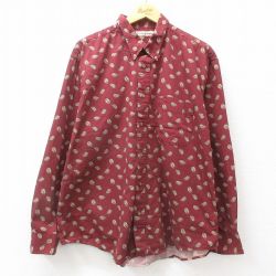 【50%OFF】XL★古着 マンシングウェア 長袖 シャツ メンズ 葉 大きいサイズ コットン ボタンダウン エンジ他 24dec10 中古 トップス