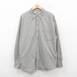 XL★古着 オールドネイビー OLD NAVY 長袖 シャツ メンズ 大きいサイズ ロング丈 コットン ボタンダウン ベージュ他 カーキ チェック 24dec10 中古 トップス