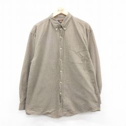 【50%OFF】XL★古着 ルート66 長袖 シャツ メンズ 00年代 00s コットン ボタンダウン 茶 ブラウン チェック 24dec10 中古 トップス