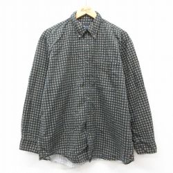 L★古着 FADED GLORY 長袖 シャツ メンズ コットン ボタンダウン 濃緑他 グリーン 24dec11 中古 トップス