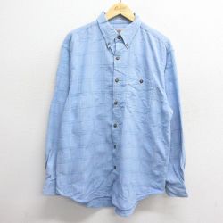 XL★古着 THE TERRITORY AHEAD 長袖 シャツ メンズ 00年代 00s ボタンダウン 薄紺 ネイビー チェック 24dec12 中古 トップス