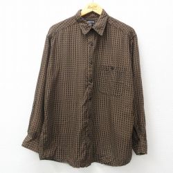 XL★古着 長袖 シャツ メンズ 00年代 00s レーヨン 黒他 ブラック 24dec16 中古 トップス