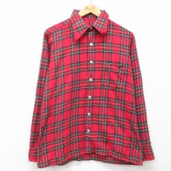 M★古着 長袖 シャツ メンズ 80年代 80s 赤他 レッド タータン チェック 24dec17 中古 トップス