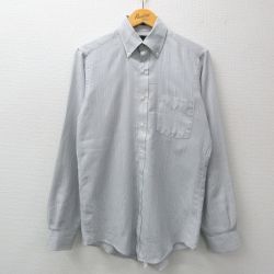 M★古着 長袖 シャツ メンズ 90年代 90s USA製 薄グレー ストライプ 25jan08 中古 トップス
