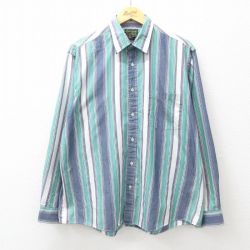 【50%OFF】XL★古着 長袖 シャツ メンズ 90年代 90s 薄紺他 ネイビー ストライプ 25jan14 中古 トップス