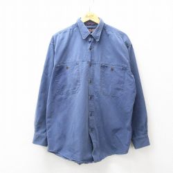XL★古着 ジャンスポーツ 長袖 シャツ メンズ 00年代 00s コットン 薄紺 ネイビー 25jan14 中古 トップス