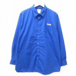 【50%OFF】XL★古着 Wear Guard 長袖 シャツ メンズ Mobil ロング丈 青 ブルー 25jan16 中古 トップス