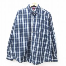 【50%OFF】XL★古着 ラングラー Wrangler 長袖 シャツ メンズ 大きいサイズ コットン ボタンダウン 紺他 ネイビー チェック 25jan16 中古 トップス