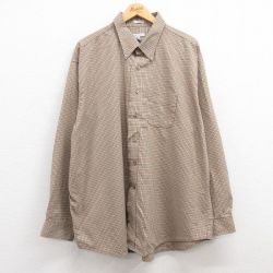 XL★古着 バンヒューセン 長袖 シャツ メンズ 大きいサイズ ロング丈 コットン ボタンダウン ベージュ他 カーキ チェック 25jan17 中古 トップス