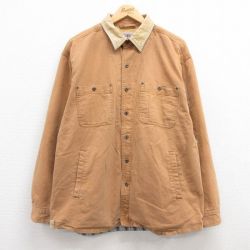【50%OFF】XL★古着 THE TERRITORY 長袖 シャツ メンズ 00年代 00s コットン 襟コーデュロイ 茶他 ブラウン 25jan17 中古 トップス