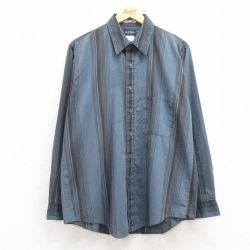 L★古着 ピューリタン 長袖 シャツ メンズ 00年代 00s 紺他 ネイビー ストライプ 25jan17 中古 トップス