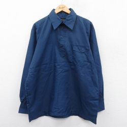 【20%OFF】XL★古着 長袖 シャツ メンズ 80年代 80s 紺 ネイビー 25jan18 中古 トップス
