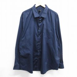 XL★古着 バンヒューセン 長袖 シャツ メンズ 大きいサイズ ロング丈 紺 ネイビー 25jan22 中古 トップス