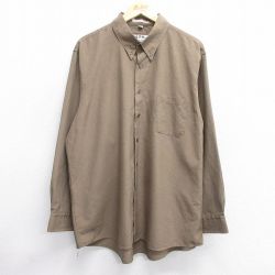 カーキチェック長袖シャツ ベージュ XL | 古着