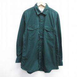【50%OFF】XL★古着 長袖 ウエスタン シャツ メンズ Crazy Cowboy 大きいサイズ ロング丈 コットン 緑 グリーン 25jan22 中古 トップス