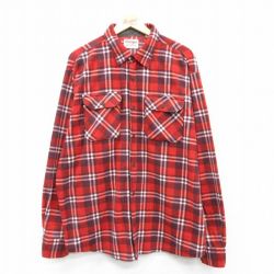 XL★古着 ラングラー Wrangler 長袖 フリース シャツ メンズ 大きいサイズ 赤他 レッド チェック 25jan25 中古 トップス