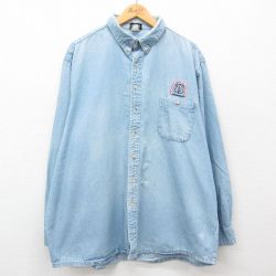 【50%OFF】XL★古着 長袖 シャツ メンズ 90年代 90s CARPENTERS 大きいサイズ ボタンダウン USA製 薄紺 ネイビー デニム 25jan25 中古 トップス