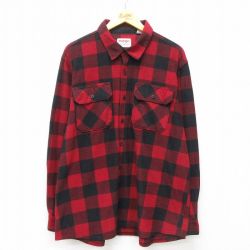 XL★古着 ラングラー Wrangler 長袖 フリース シャツ メンズ 大きいサイズ 赤他 レッド バッファロー チェック 25feb06 中古 トップス