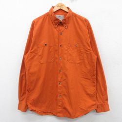 【50%OFF】XL★古着 THE TERRITORY AHEAD 長袖 シャツ メンズ 00年代 00s ロング丈 コットン ボタンダウン オレンジ 25feb12 中古 トップス