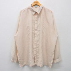 XL★古着 長袖 シャツ メンズ 90年代 90s 大きいサイズ ロング丈 生成り系 25feb12 中古 トップス