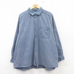 XL★古着 ラングラー Wrangler 長袖 シャツ メンズ コットン 薄紺系 ネイビー 25feb10 中古 トップス