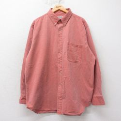 【50%OFF】XL★古着 長袖 シャツ メンズ 90年代 90s 大きいサイズ ロング丈 コットン ボタンダウン ピンク系 25feb15 中古 トップス