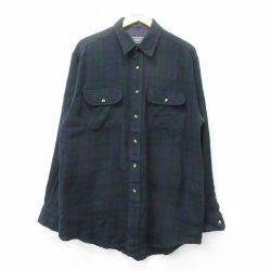 90s 長袖シャツ ブラックウォッチ グリーン XL | 古着