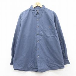 【50%OFF】XL★古着 リー Lee 長袖 シャツ メンズ 00年代 00s 大きいサイズ ロング丈 コットン ボタンダウン 紺 ネイビー 25feb15 中古 トップス