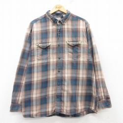 XL★古着 レッドヘッド 長袖 シャツ メンズ コットン ボタンダウン 紺他 ネイビー チェック 25feb15 中古 トップス