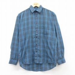 M★古着 長袖 シャツ メンズ 00年代 00s 紺他 ネイビー チェック 25feb15 中古 トップス