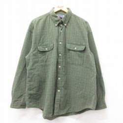 【20%OFF】XL★古着 長袖 シャツ メンズ 00年代 00s 大きいサイズ ボタンダウン 緑他 グリーン チェック 25feb15 中古 トップス