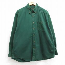 L★古着 長袖 シャツ メンズ 00年代 00s コットン ボタンダウン 緑 グリーン 25feb17 中古 トップス