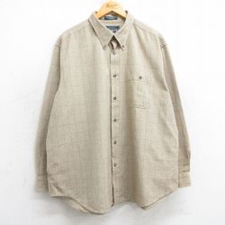 XL★古着 長袖 シャツ メンズ 00年代 00s 大きいサイズ ボタンダウン ベージュ他 カーキ チェック 25feb17 中古 トップス