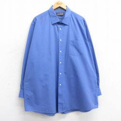 XL★古着 長袖 シャツ メンズ 90年代 90s 大きいサイズ ロング丈 薄紺 ネイビー 25feb17 中古 トップス