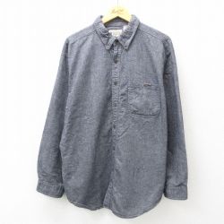 XL★古着 長袖 シャツ メンズ コットン ボタンダウン 黒 ブラック 25feb19 中古 トップス